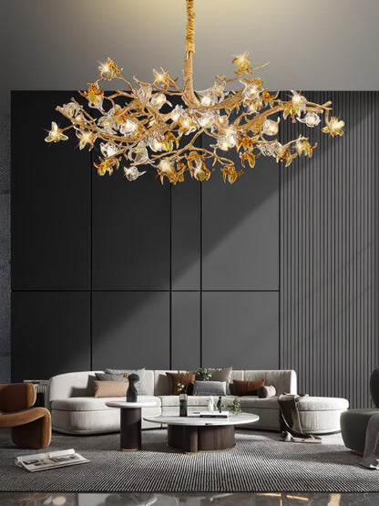 Aosta Brass Branch Chandelier - Elegant Design with Adjustable Arms