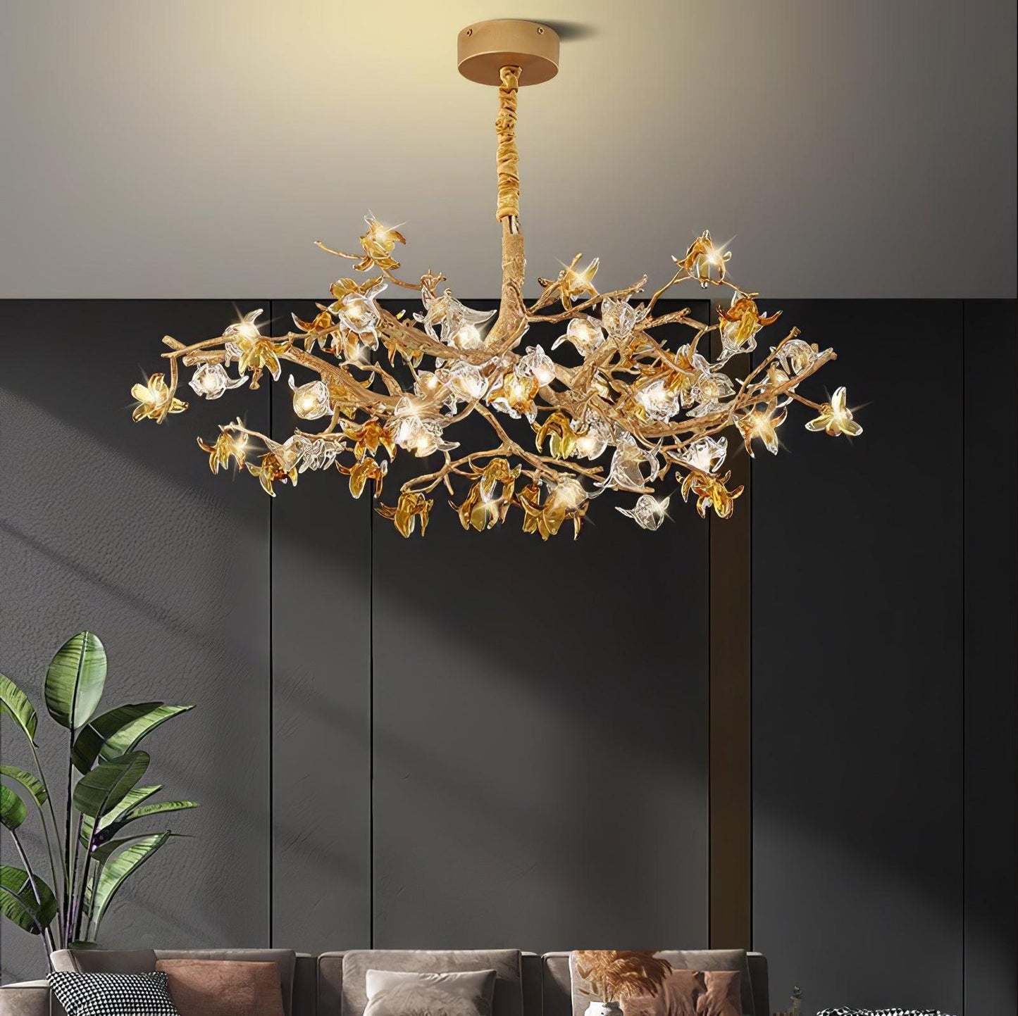 Aosta Brass Branch Chandelier - Elegant Design with Adjustable Arms