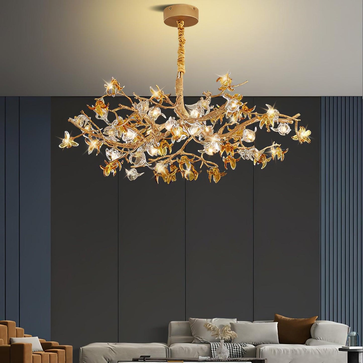 Aosta Brass Branch Chandelier - Elegant Design with Adjustable Arms
