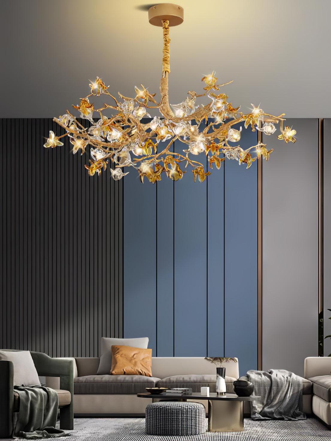 Aosta Brass Branch Chandelier - Elegant Design with Adjustable Arms