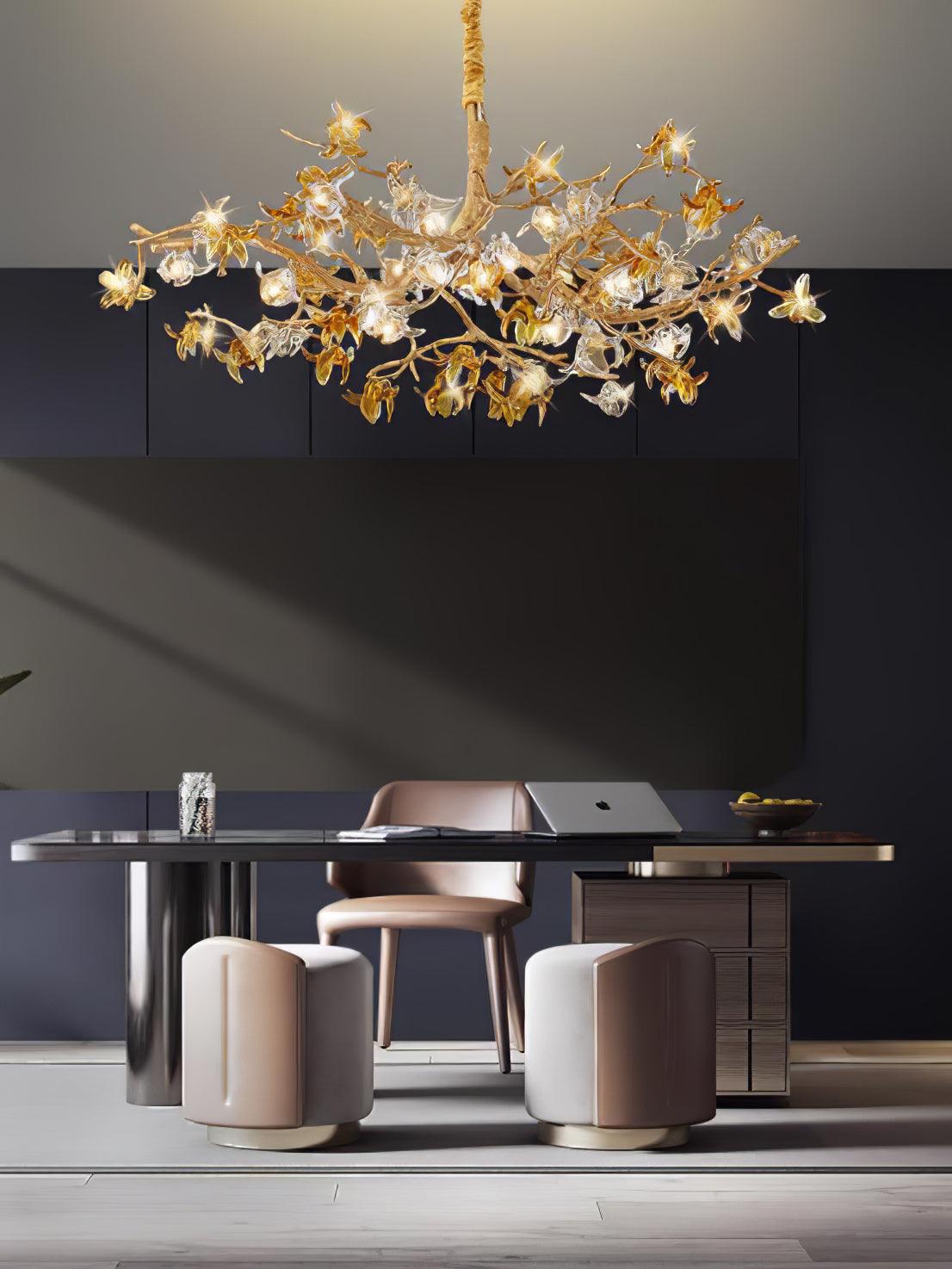 Aosta Brass Branch Chandelier - Elegant Design with Adjustable Arms