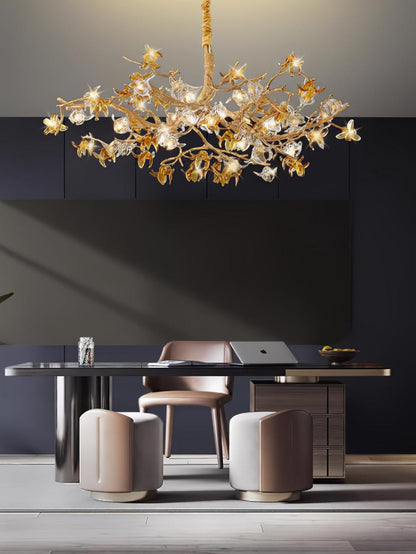 Aosta Brass Branch Chandelier - Elegant Design with Adjustable Arms