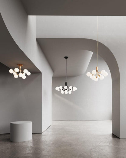 Modern Glass Sphere Cluster Chandelier - Adjustable Height, Elegant De