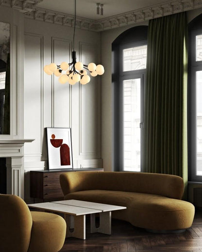 Modern Glass Sphere Cluster Chandelier - Adjustable Height, Elegant De