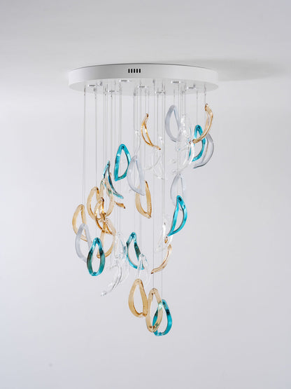 Customizable Aqua Ripple Glass Chandelier with Adjustable Lighting Fea