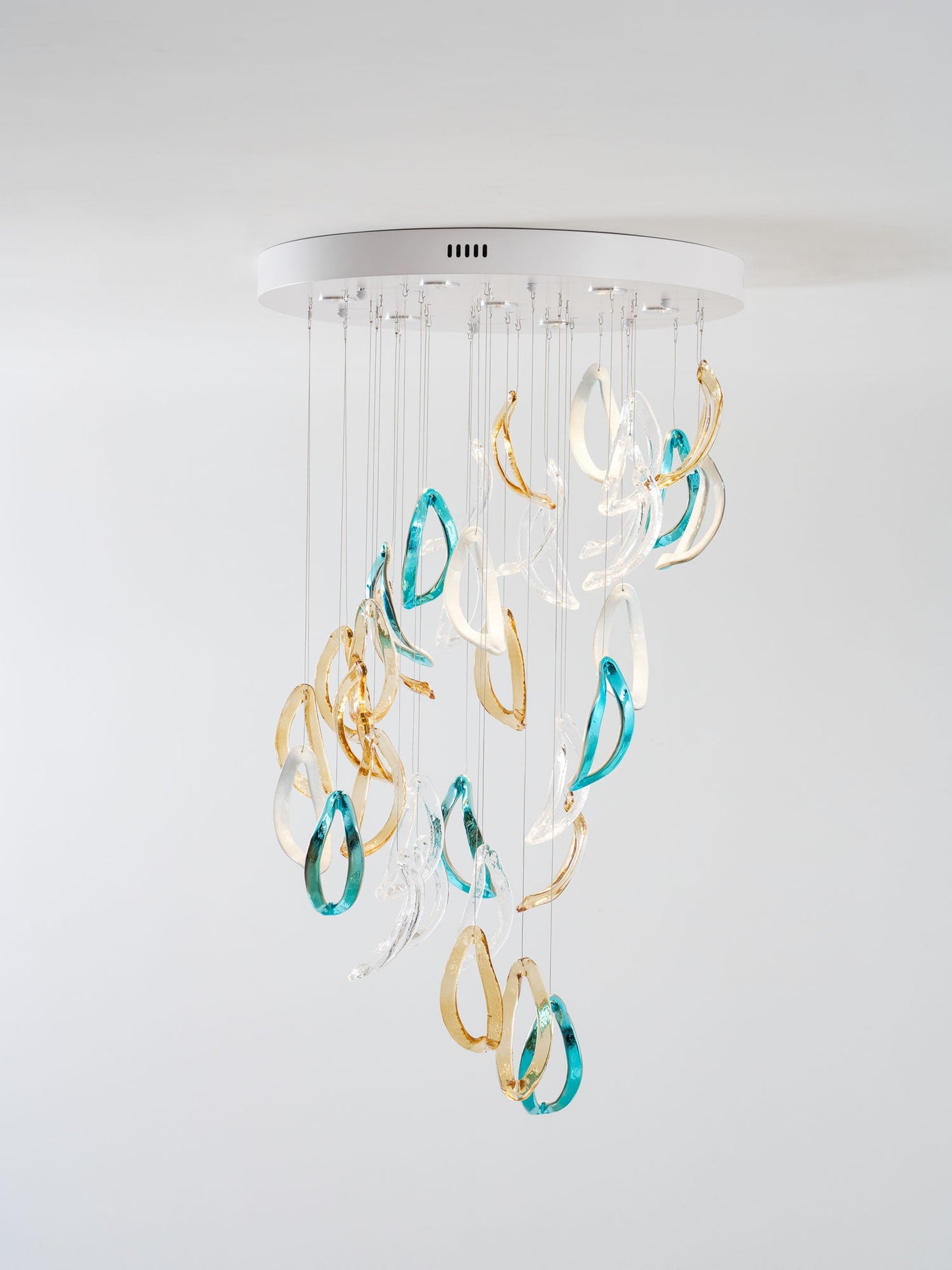 Customizable Aqua Ripple Glass Chandelier with Adjustable Lighting Fea