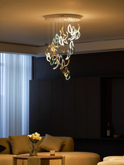 Customizable Aqua Ripple Glass Chandelier with Adjustable Lighting Fea