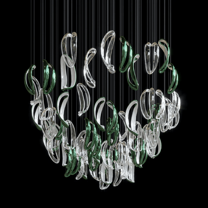 Customizable Aqua Ripple Glass Chandelier with Adjustable Lighting Fea