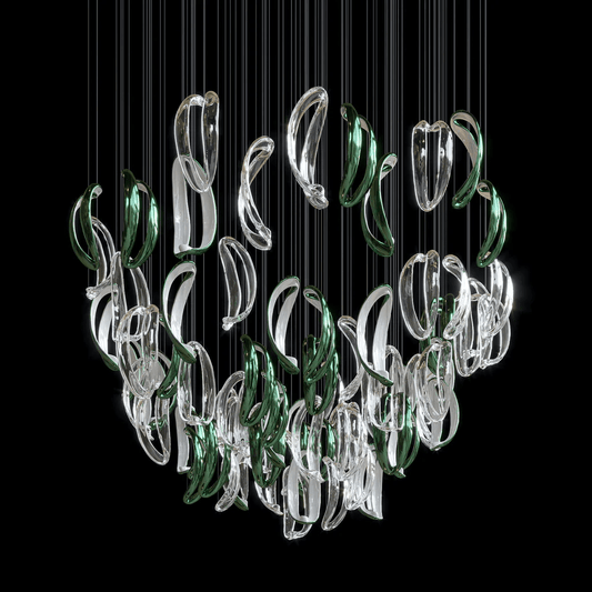 Customizable Aqua Ripple Glass Chandelier with Adjustable Lighting Fea