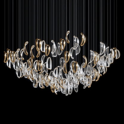 Customizable Aqua Ripple Glass Chandelier with Adjustable Lighting Fea