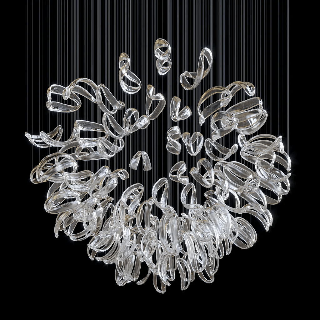 Customizable Aqua Ripple Glass Chandelier with Adjustable Lighting Fea