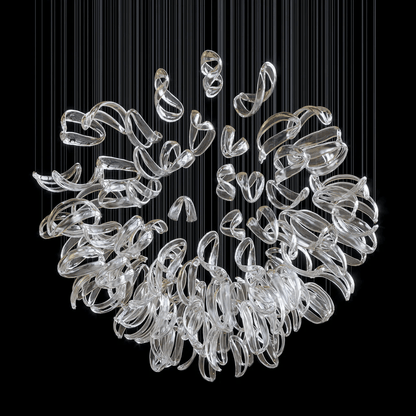 Customizable Aqua Ripple Glass Chandelier with Adjustable Lighting Fea