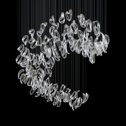 Customizable Aqua Ripple Glass Chandelier with Adjustable Lighting Fea