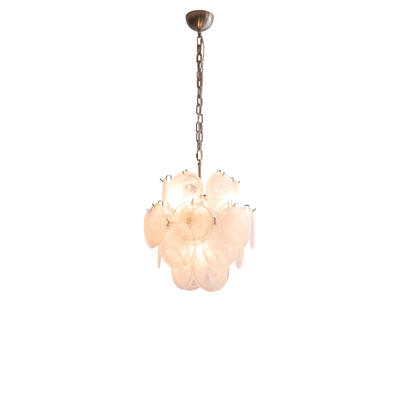 Elegant Aqua White Glass Chandelier with Adjustable Height & LED Compa