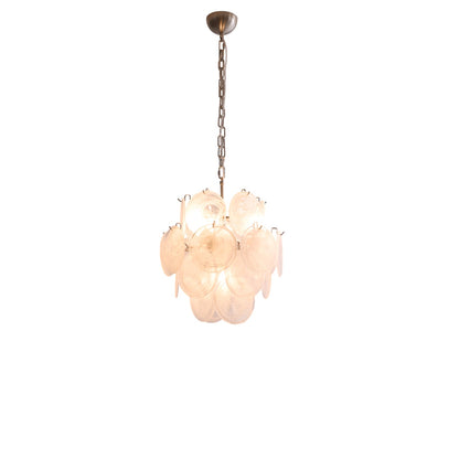 Elegant Aqua White Glass Chandelier with Adjustable Height & LED Compa