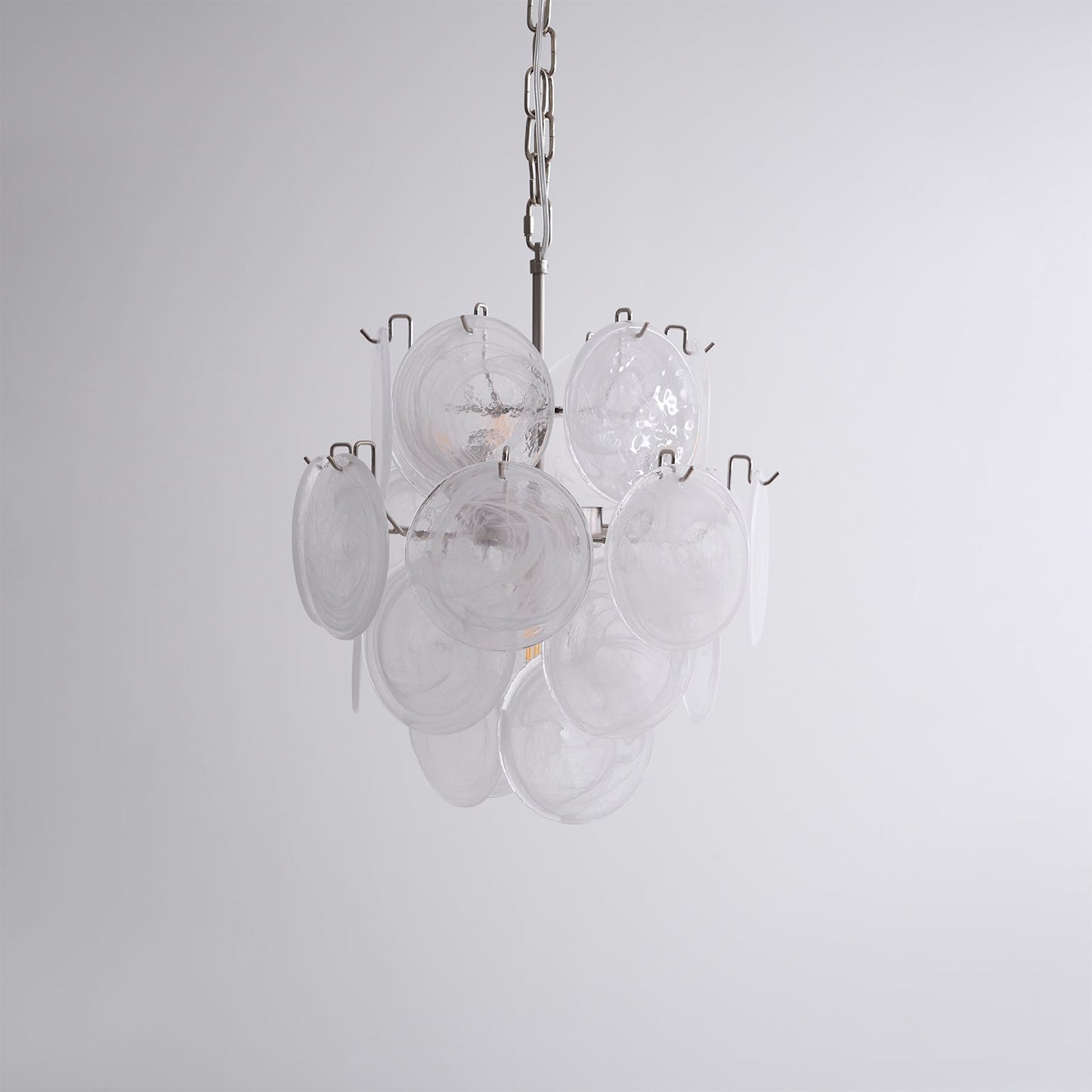 Elegant Aqua White Glass Chandelier with Adjustable Height & LED Compa