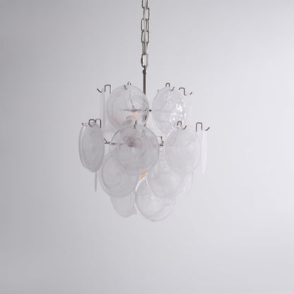 Elegant Aqua White Glass Chandelier with Adjustable Height & LED Compa