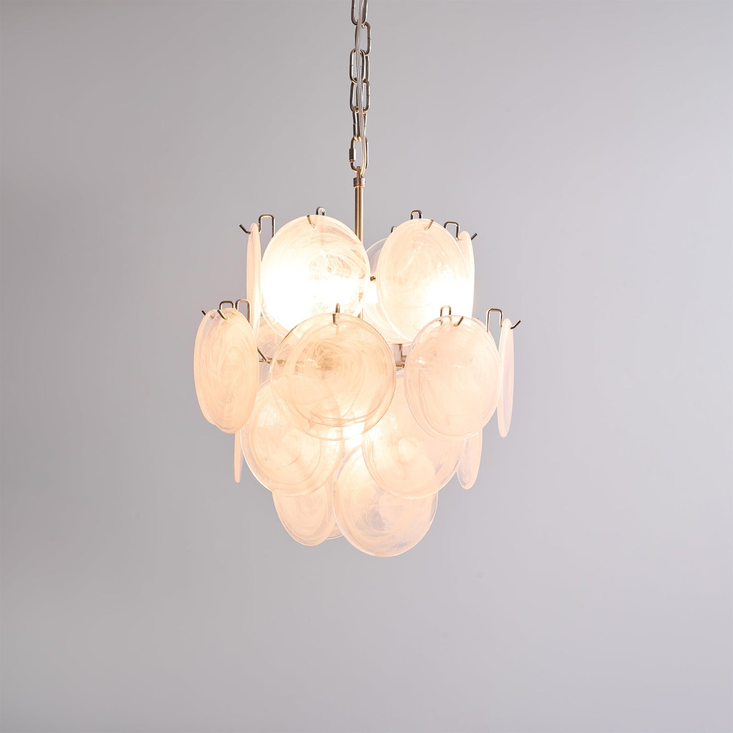 Elegant Aqua White Glass Chandelier with Adjustable Height & LED Compa