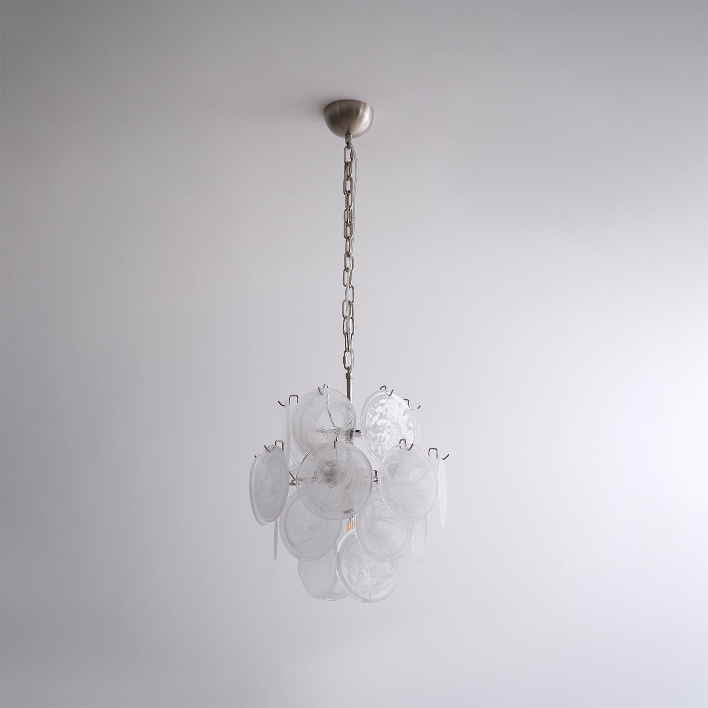 Elegant Aqua White Glass Chandelier with Adjustable Height & LED Compa