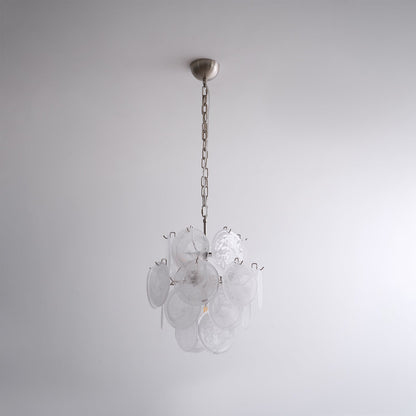 Elegant Aqua White Glass Chandelier with Adjustable Height & LED Compa