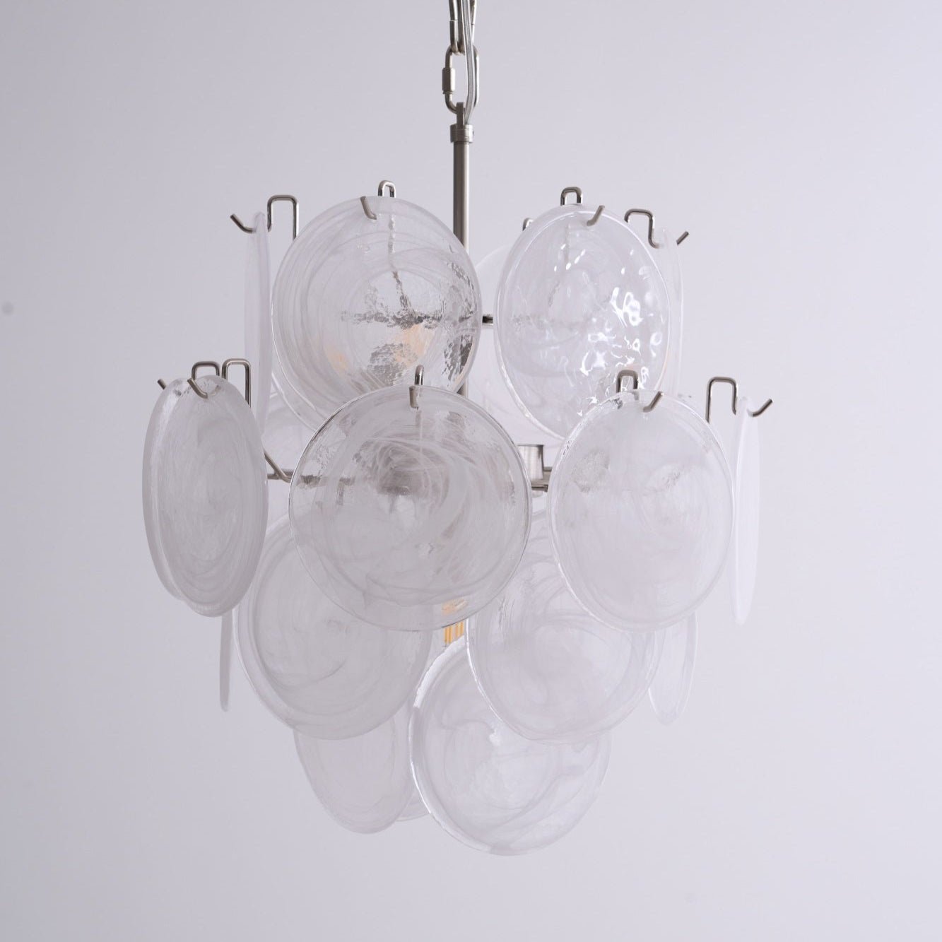 Elegant Aqua White Glass Chandelier with Adjustable Height & LED Compa