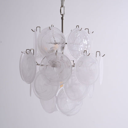Elegant Aqua White Glass Chandelier with Adjustable Height & LED Compa