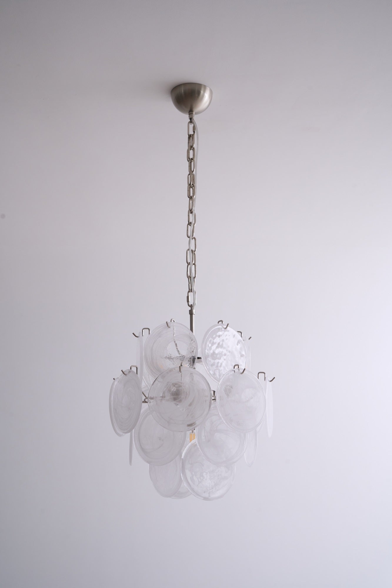 Elegant Aqua White Glass Chandelier with Adjustable Height & LED Compa