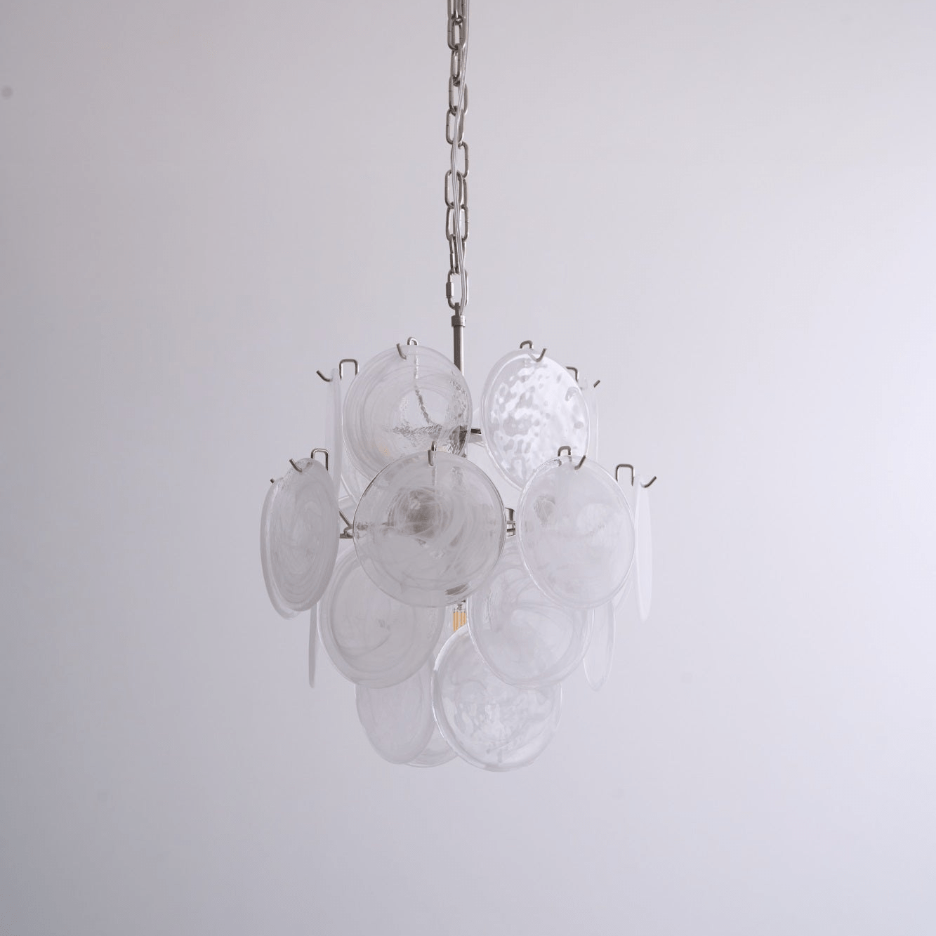 Elegant Aqua White Glass Chandelier with Adjustable Height & LED Compa