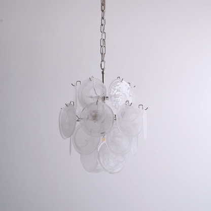 Elegant Aqua White Glass Chandelier with Adjustable Height & LED Compa