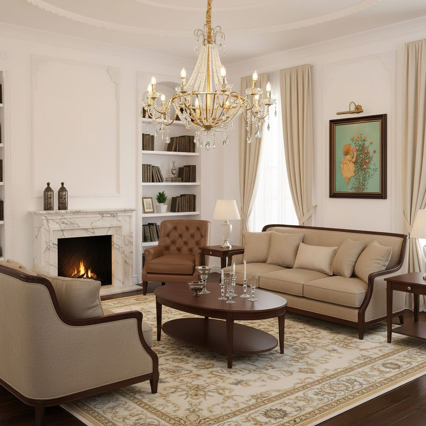 Arcadia Gold Chandelier - Elegant Design with Adjustable Height & LED