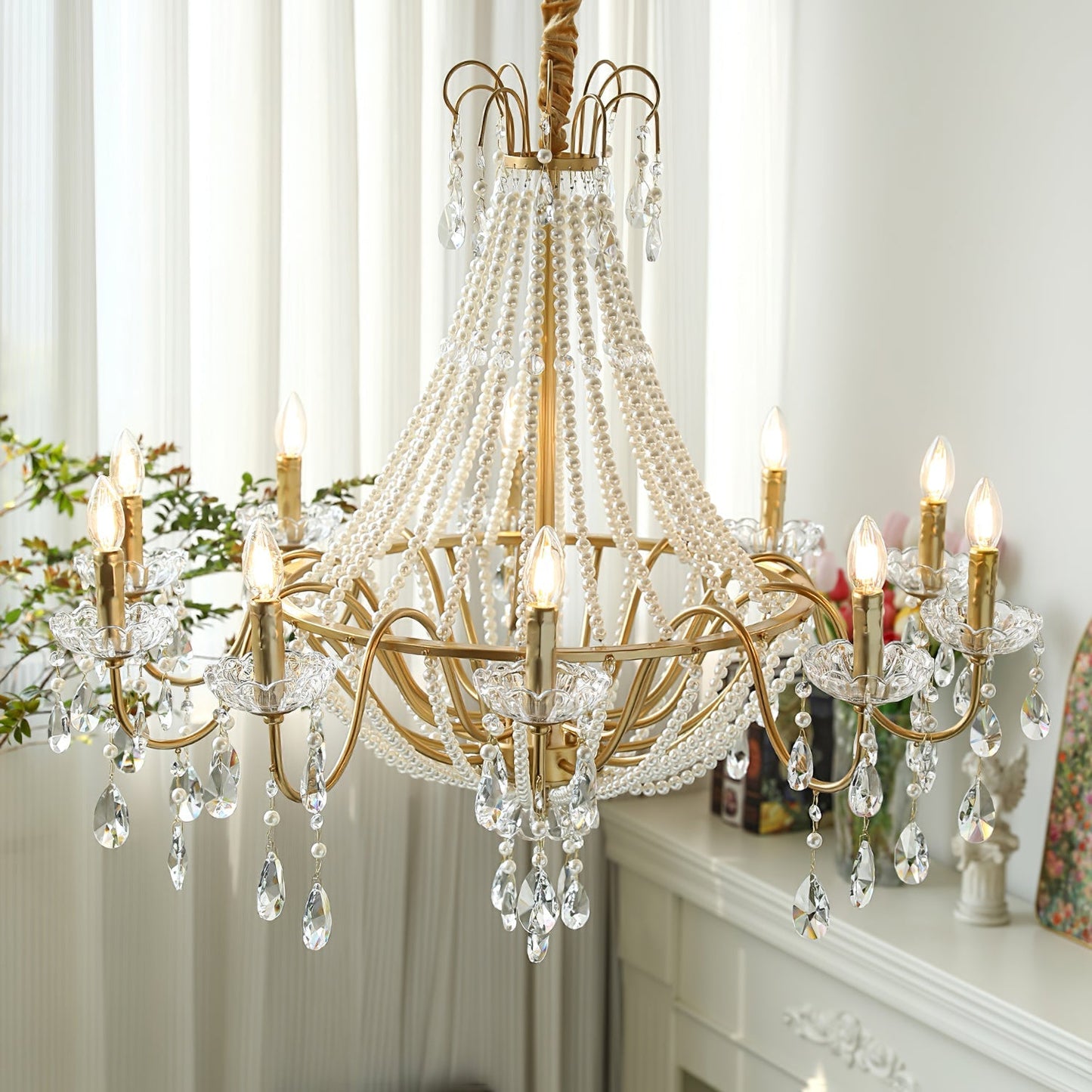 Arcadia Gold Chandelier - Elegant Design with Adjustable Height & LED