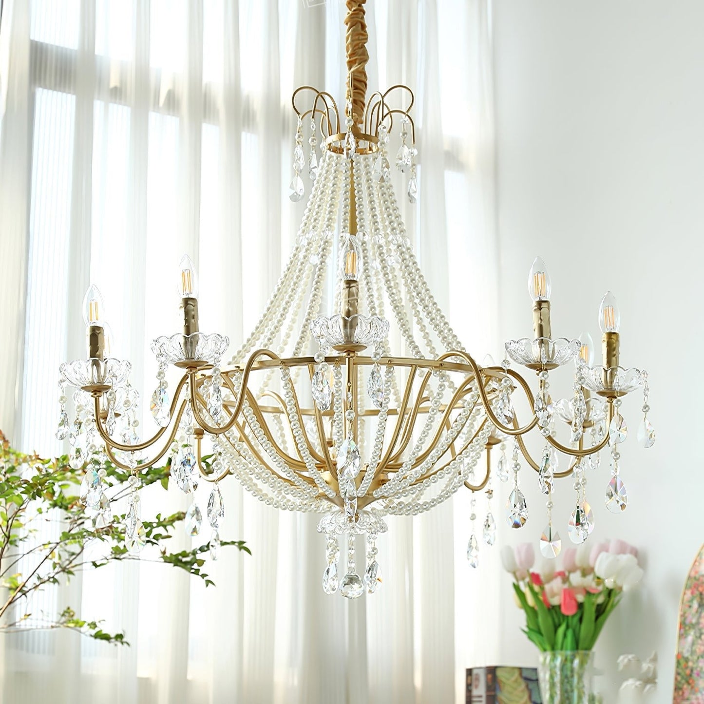 Arcadia Gold Chandelier - Elegant Design with Adjustable Height & LED