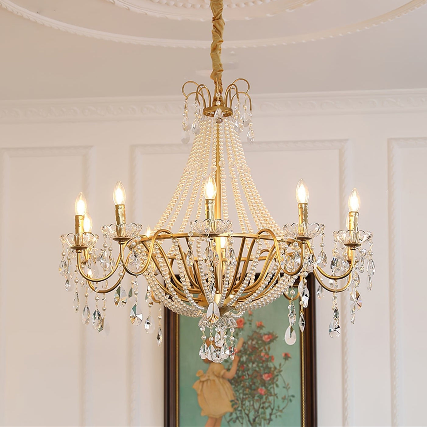 Arcadia Gold Chandelier - Elegant Design with Adjustable Height & LED