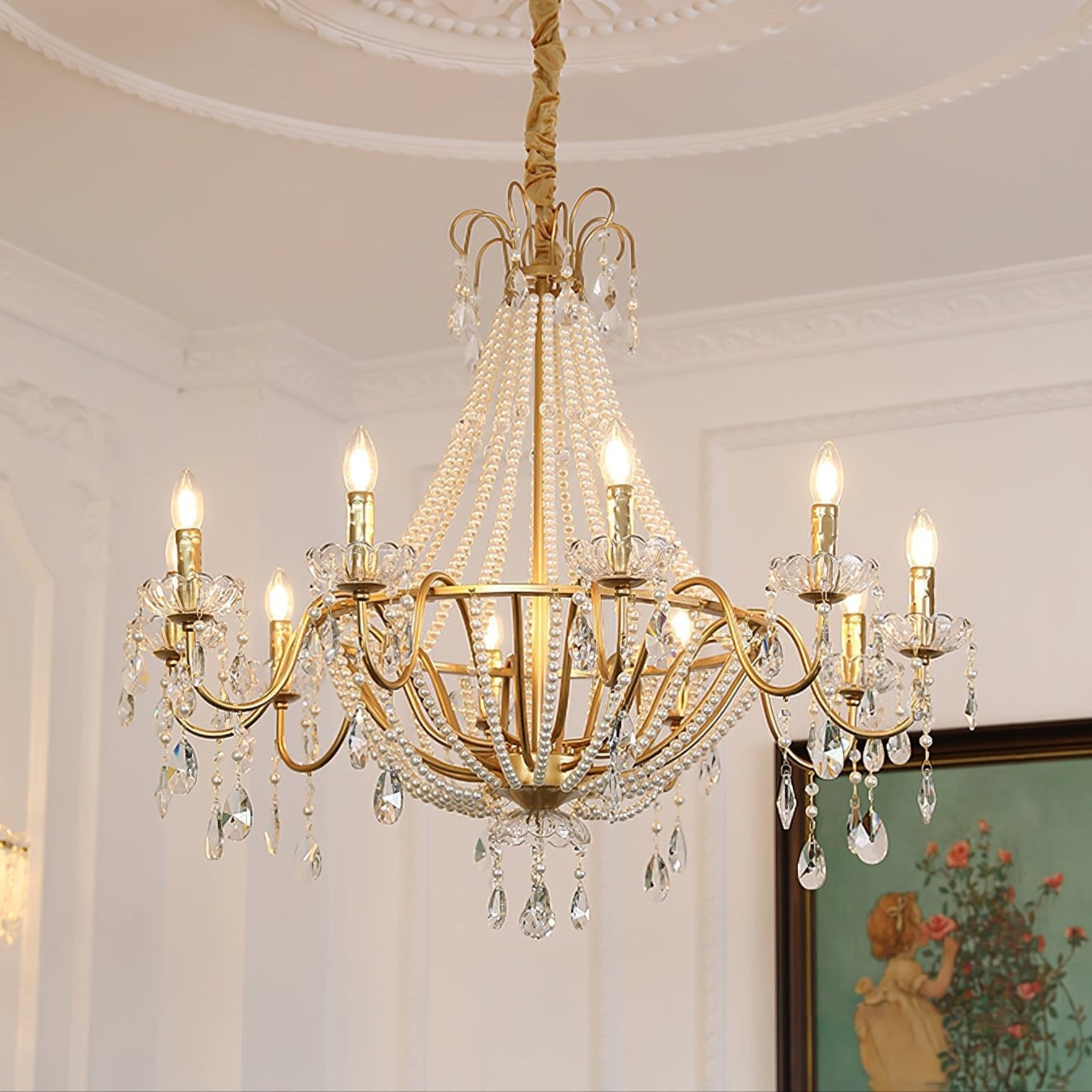 Arcadia Gold Chandelier - Elegant Design with Adjustable Height & LED