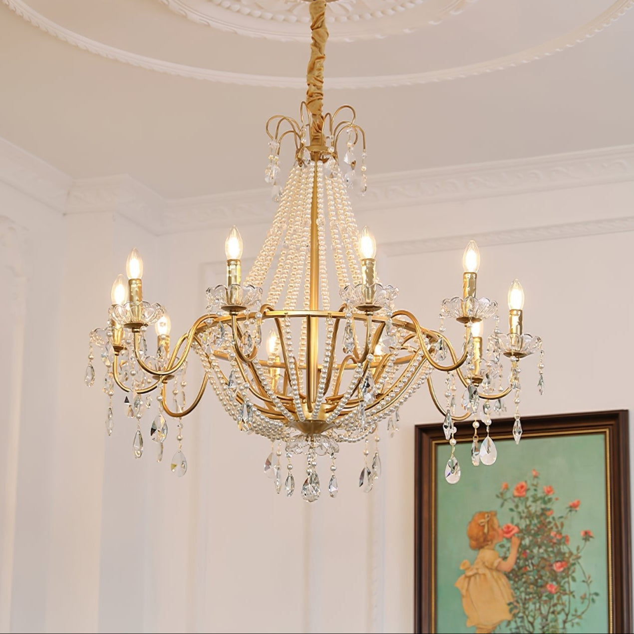 Arcadia Gold Chandelier - Elegant Design with Adjustable Height & LED