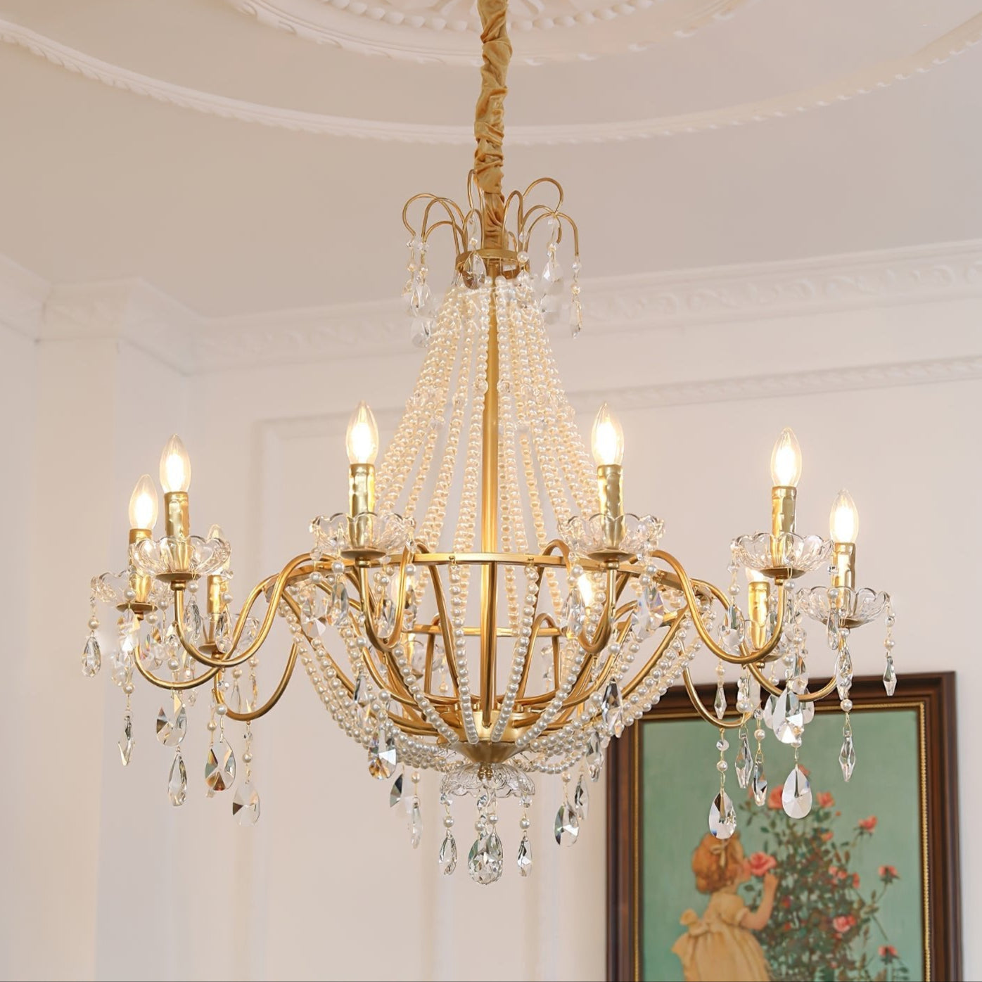 Arcadia Gold Chandelier - Elegant Design with Adjustable Height & LED
