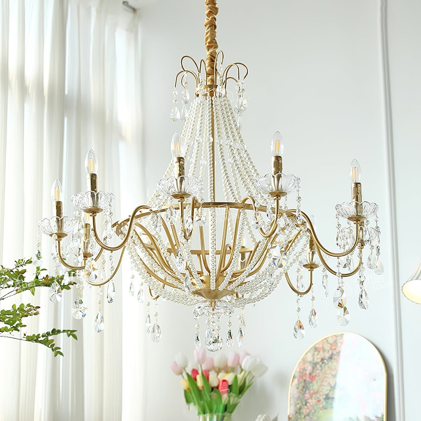 Arcadia Gold Chandelier - Elegant Design with Adjustable Height & LED