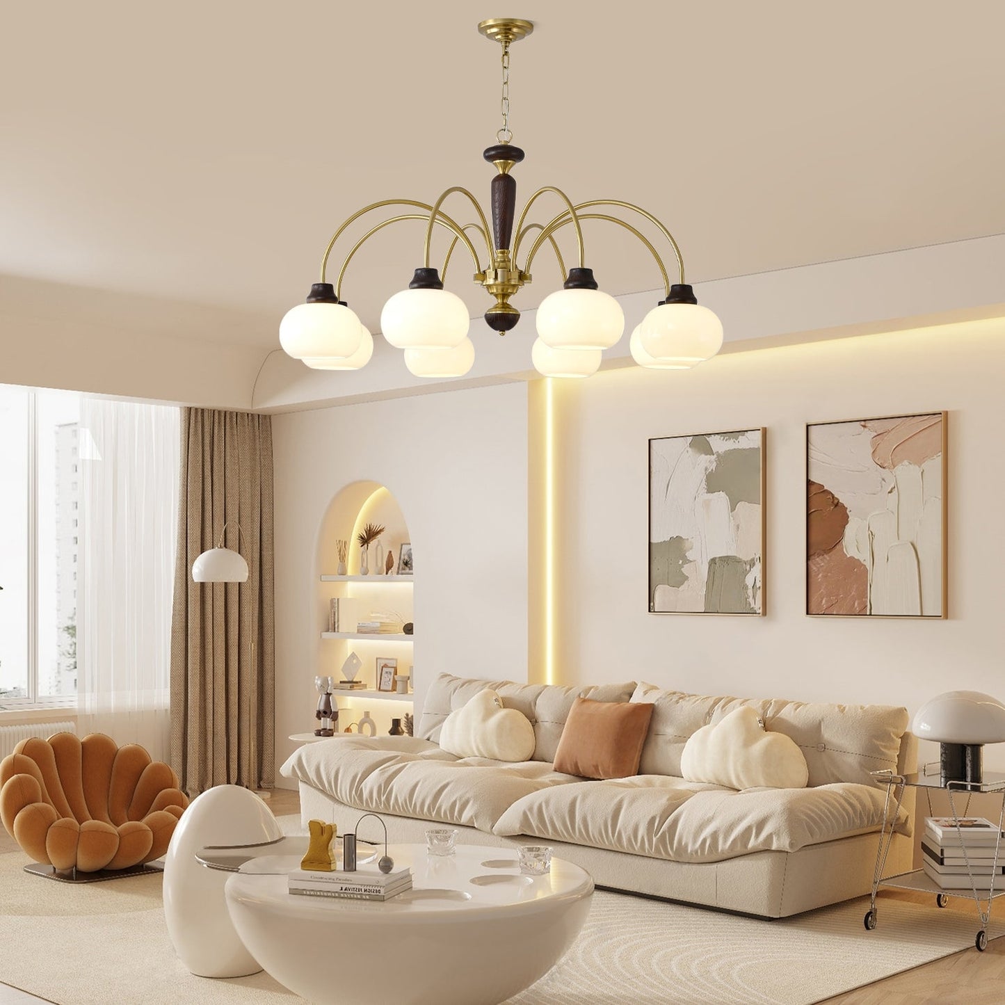 Arched Globe Chandelier - Elegant Design with Adjustable Height & LED