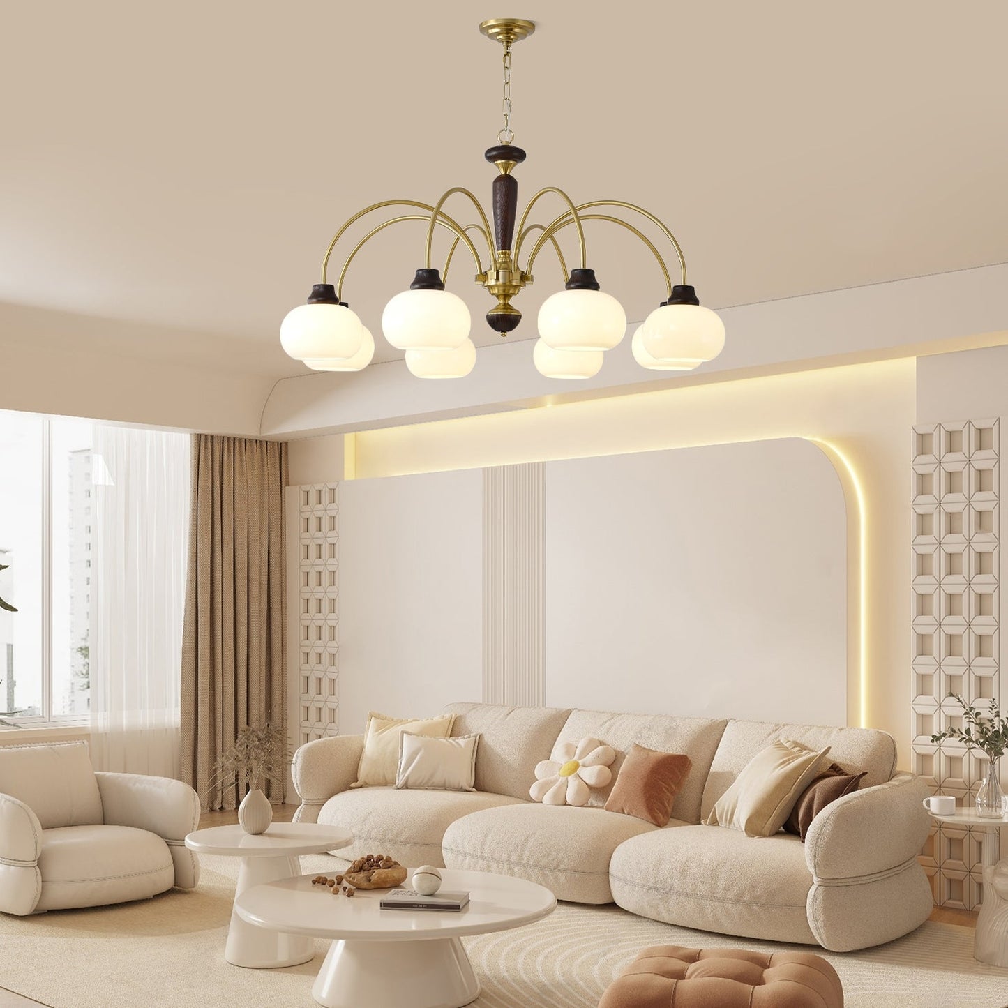 Arched Globe Chandelier - Elegant Design with Adjustable Height & LED