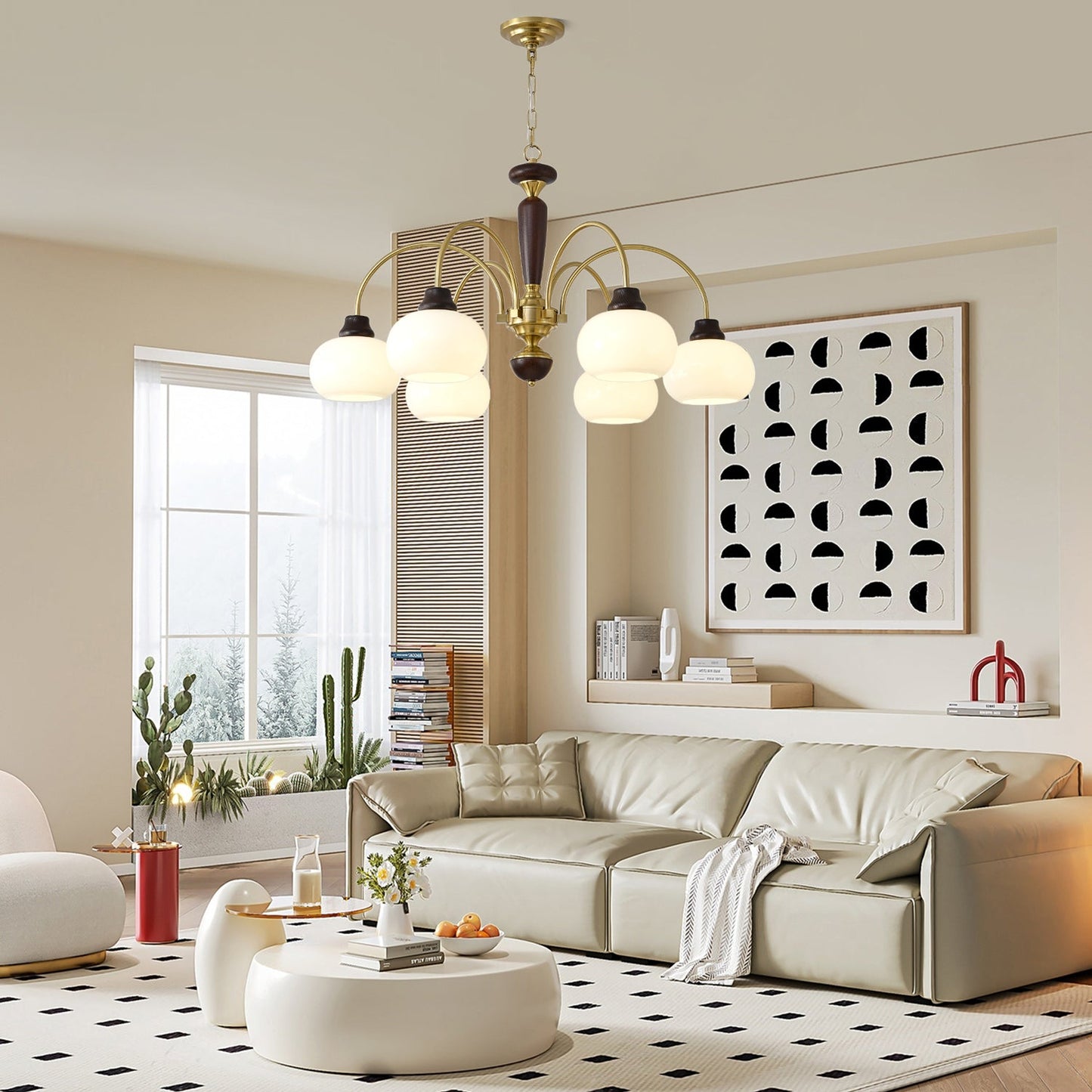 Arched Globe Chandelier - Elegant Design with Adjustable Height & LED