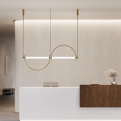Arched Linear LED Chandelier with Dimmable Lights and Adjustable Heigh