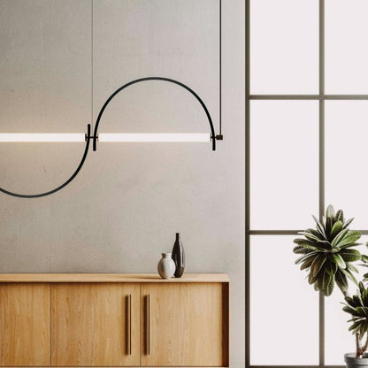 Arched Linear LED Chandelier with Dimmable Lights and Adjustable Heigh