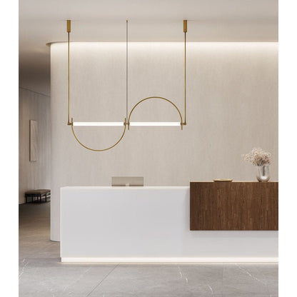 Arched Linear LED Chandelier with Dimmable Lights and Adjustable Heigh