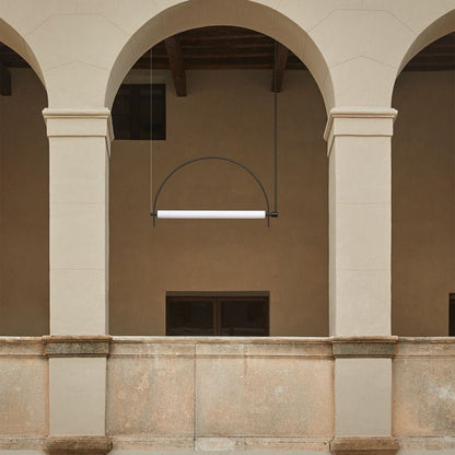 Arched Linear LED Chandelier with Dimmable Lights and Adjustable Heigh
