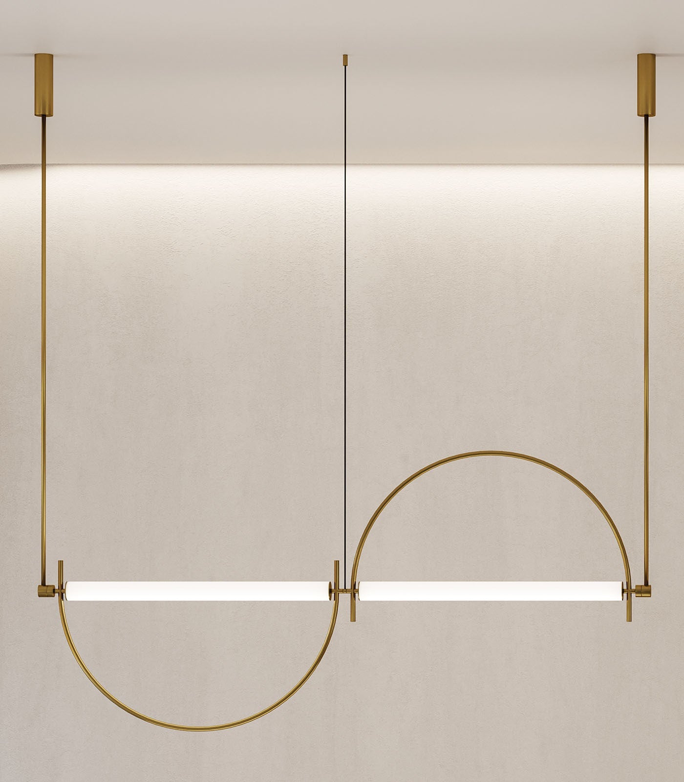Arched Linear LED Chandelier with Dimmable Lights and Adjustable Heigh