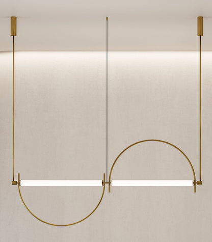 Arched Linear LED Chandelier with Dimmable Lights and Adjustable Heigh