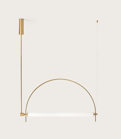 Arched Linear LED Chandelier with Dimmable Lights and Adjustable Heigh