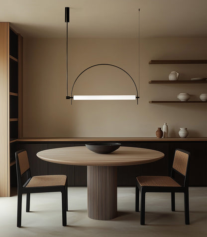 Arched Linear LED Chandelier with Dimmable Lights and Adjustable Heigh
