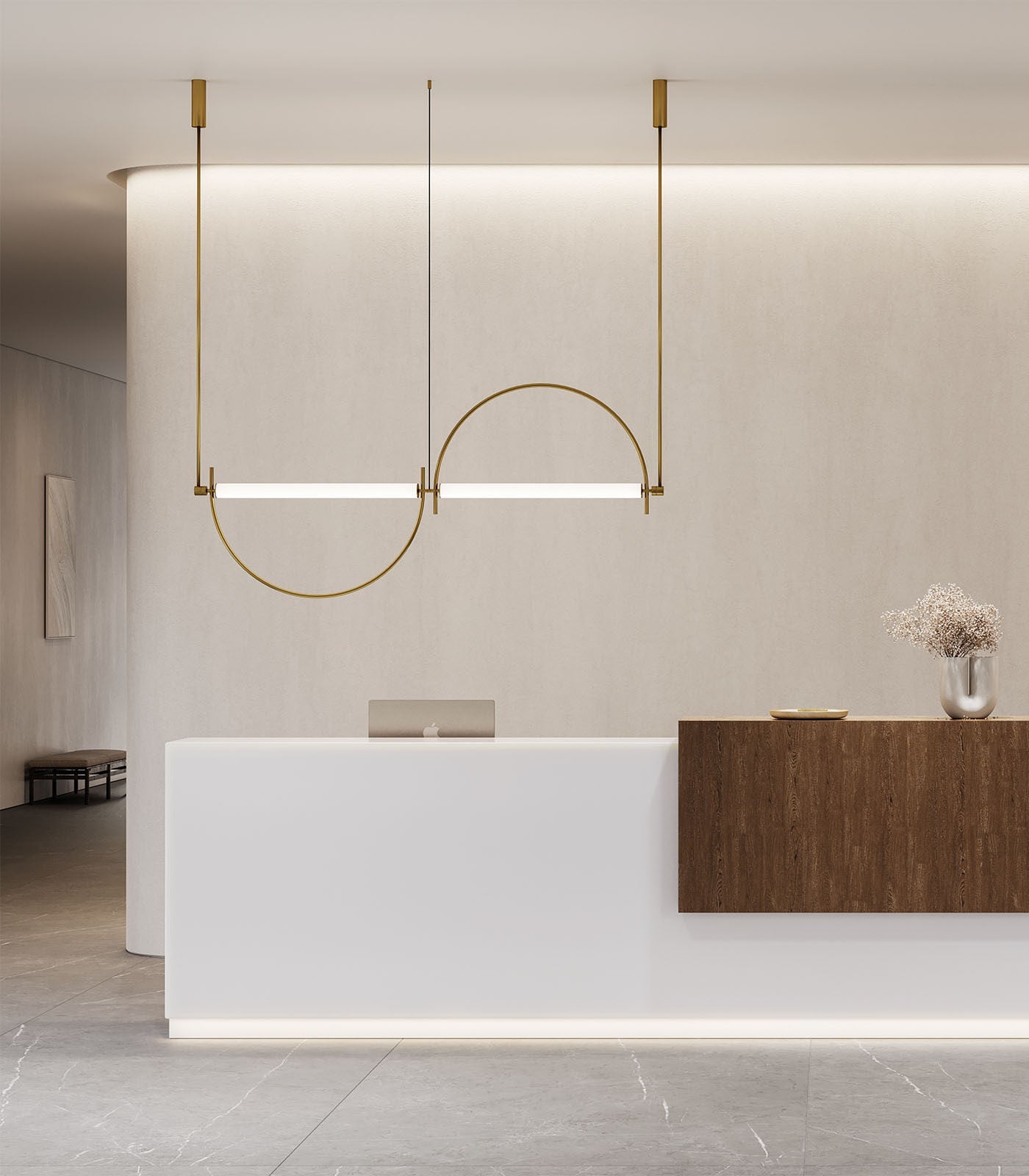Arched Linear LED Chandelier with Dimmable Lights and Adjustable Heigh