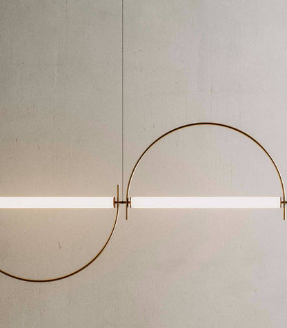 Arched Linear LED Chandelier with Dimmable Lights and Adjustable Heigh